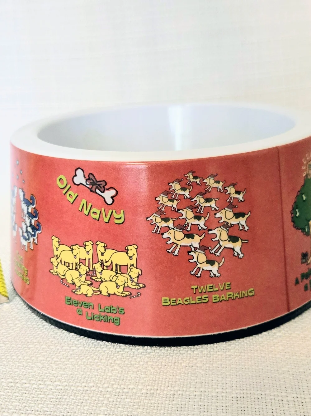 12 Days Of Christmas Dog Dish LG Holiday Bowl Pet Lover Non Skid Old Navy